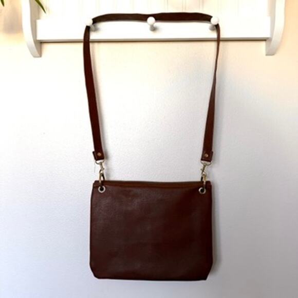 Moda Italia Venezia Cognac Brown Leather Satchel Crossbody Bag Gold Hardware - Picture 4 of 7